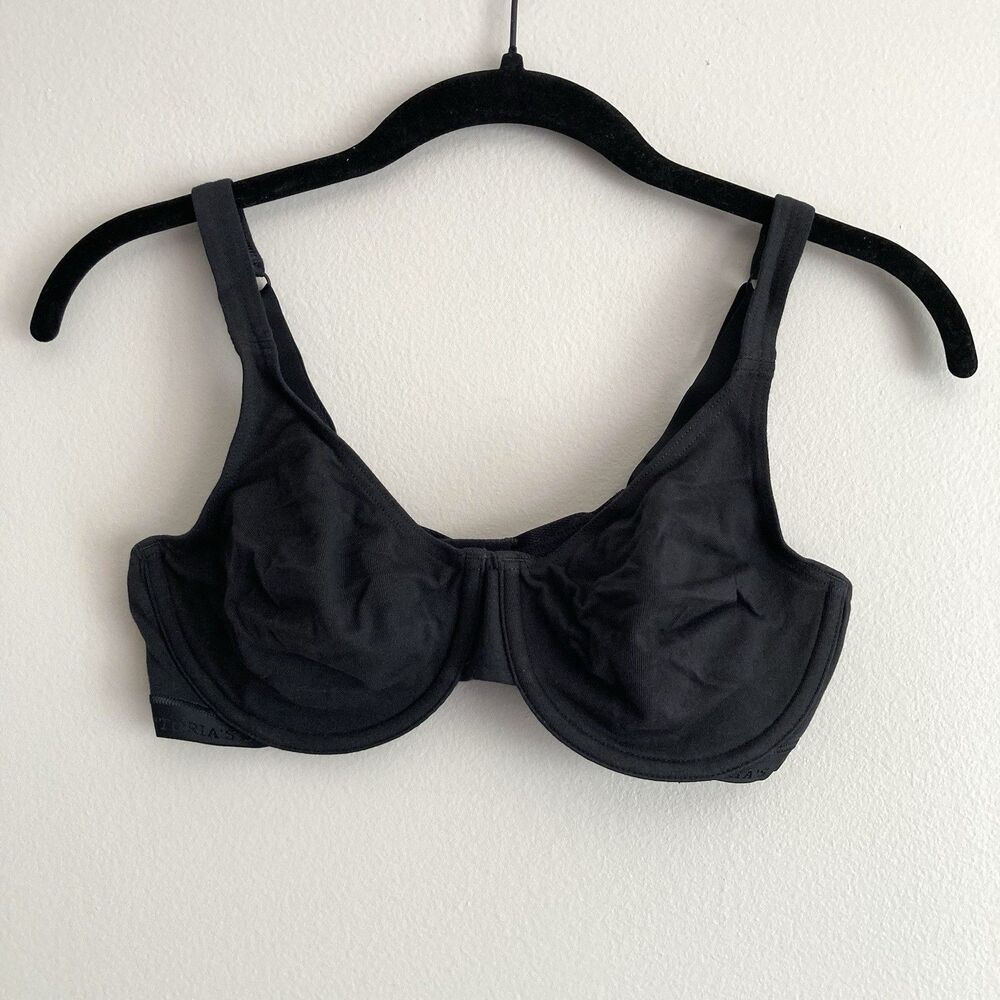 Victorias Secret Black Cotton Underwire Bra Size 36C T-Shirt Comfort Basic